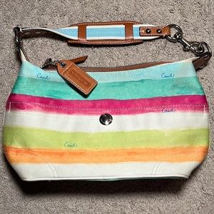 Coach Watercolor Y2K Striped Shoulder Purse